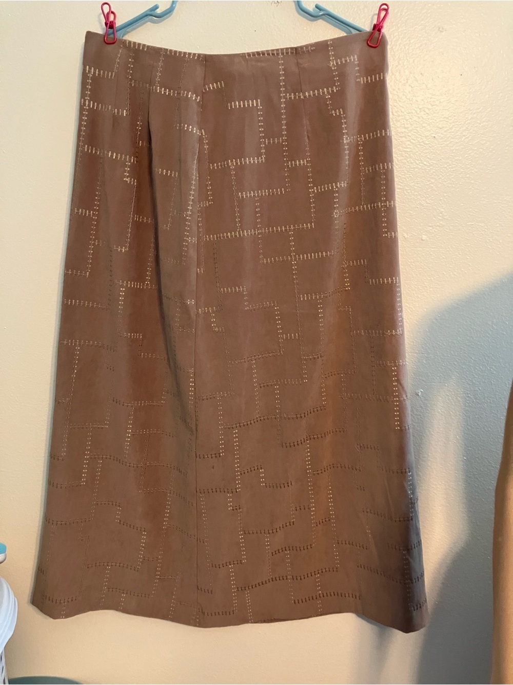 Harve Benard Taupe Eyelet A-Line Skirt